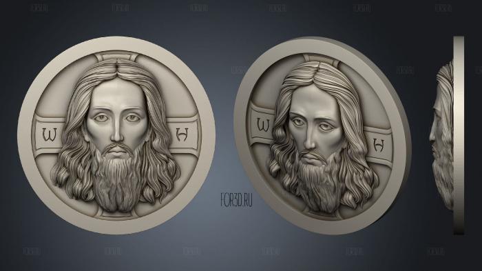 Голова Иисуса в круге 3d stl модель для ЧПУ