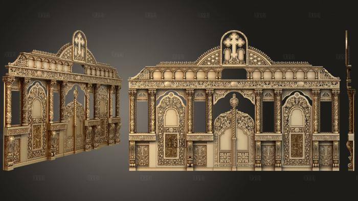Iconostasis with carved decorations stl model for CNC