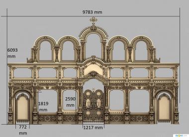 Иконостас трехярусный 3d stl модель для ЧПУ