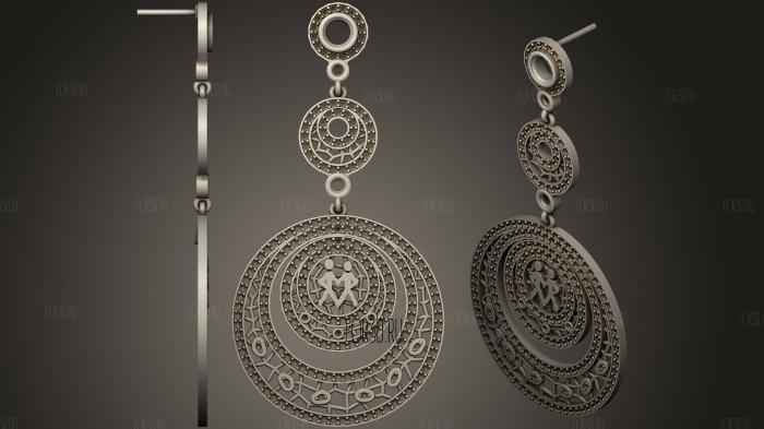 Gemini Zodiac Earrings stl model for CNC