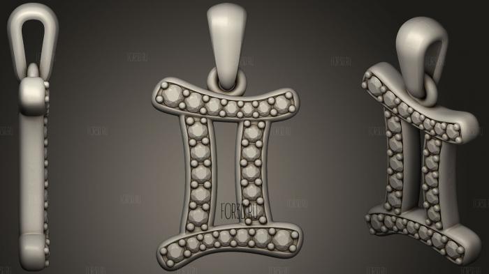 Jewelry Gemini Zodiac Children Pendant 3d stl модель для ЧПУ