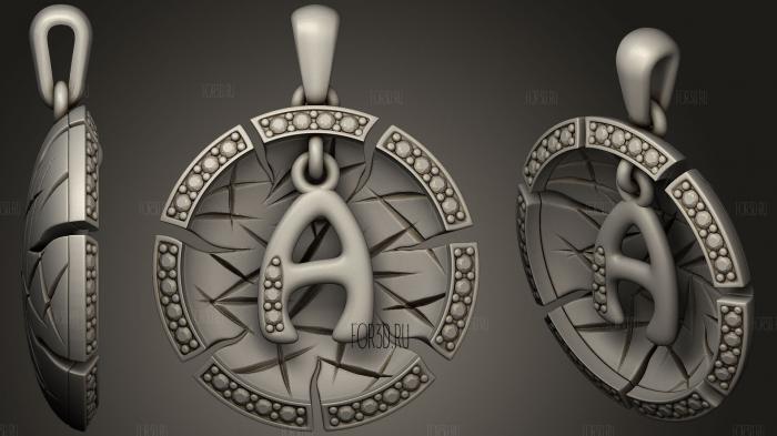 Jewelry Pendant With Letter A stl model for CNC