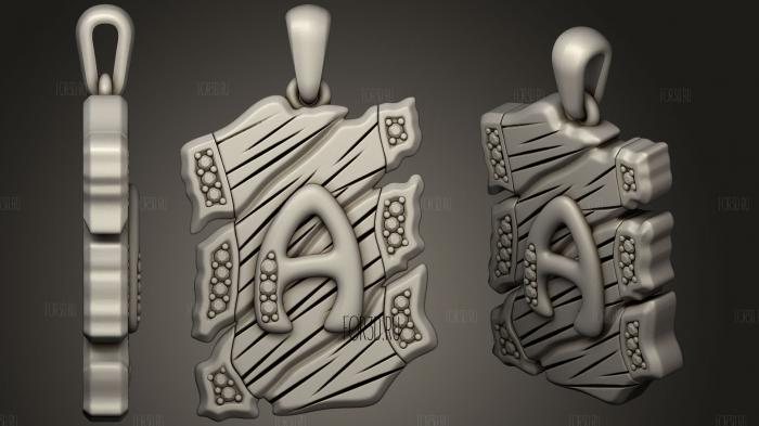 Jewelry Pendant With Letter A 2 stl model for CNC