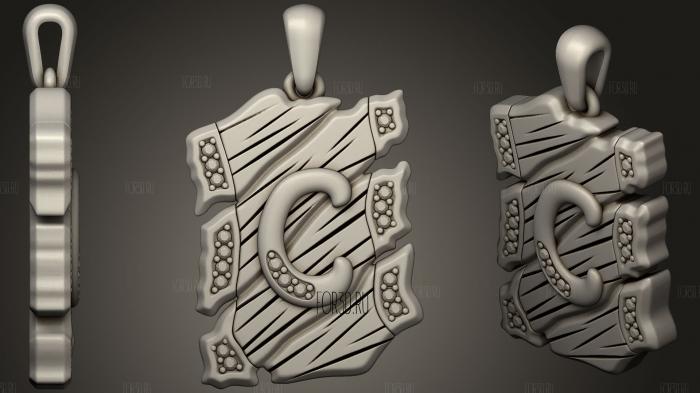 Jewelry Pendant With Letter C stl model for CNC