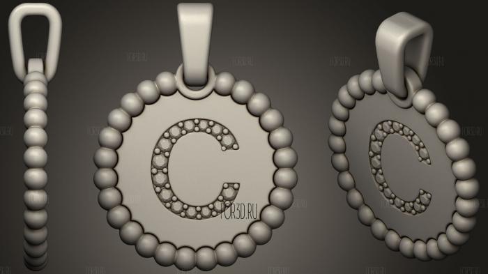 Jewelry Pendant With Letter C 2 3d stl модель для ЧПУ