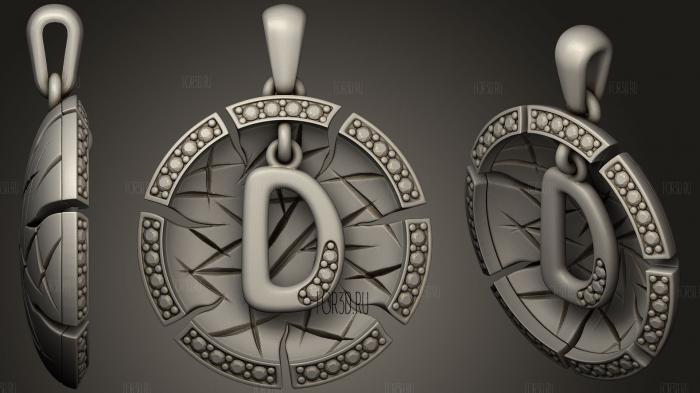 Jewelry Pendant With Letter D stl model for CNC