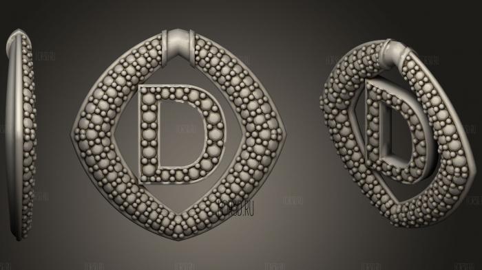 Jewelry Pendant With Letter D2 stl model for CNC