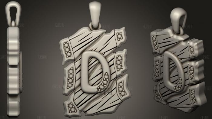 Jewelry Pendant With Letter D 2 stl model for CNC