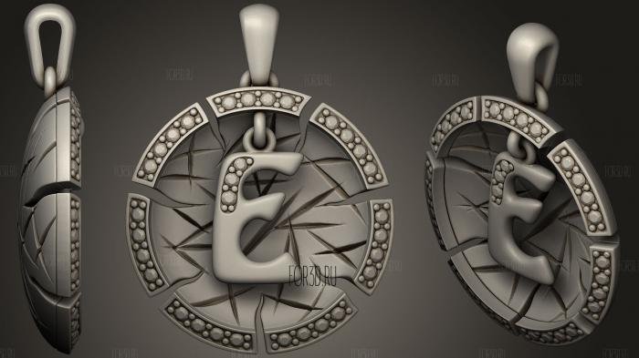 Jewelry Pendant With Letter E stl model for CNC