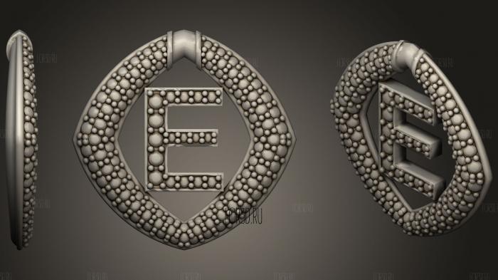Jewelry Pendant With Letter E2 stl model for CNC