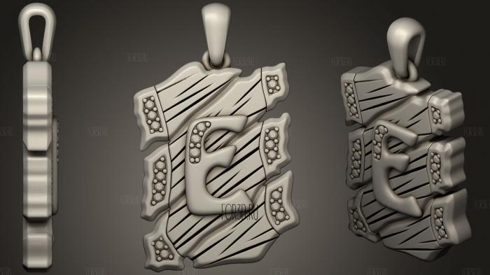 Jewelry Pendant With Letter E 2 stl model for CNC