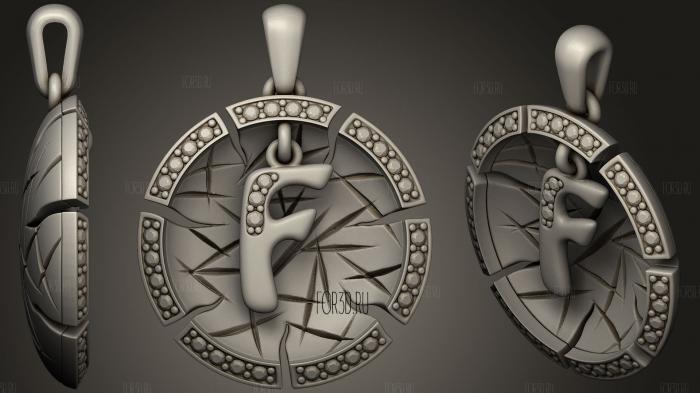 Jewelry Pendant With Letter F stl model for CNC