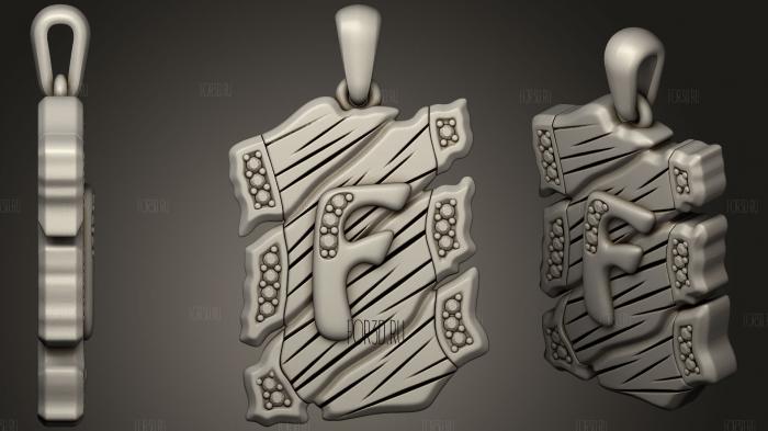 Jewelry Pendant With Letter F 2 stl model for CNC