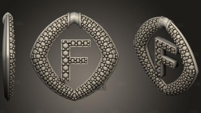 Jewelry Pendant With Letter F15 stl model for CNC