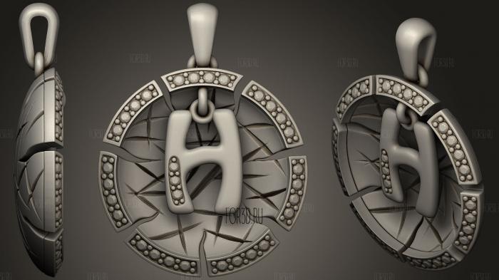 Jewelry Pendant With Letter H stl model for CNC