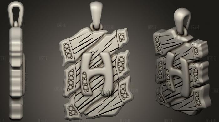 Jewelry Pendant With Letter H 2 3d stl модель для ЧПУ