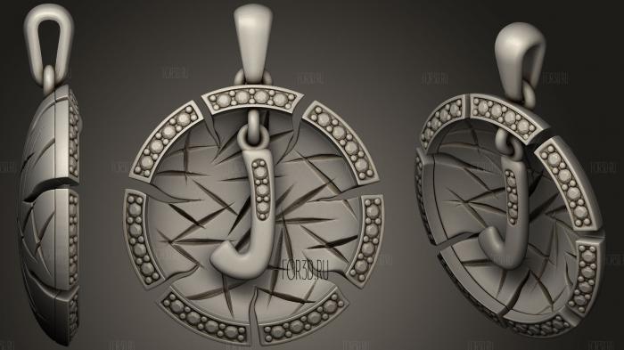 Jewelry Pendant With Letter J stl model for CNC