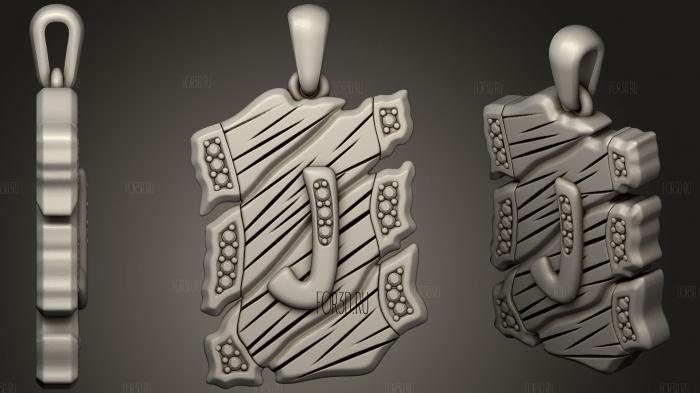 Jewelry Pendant With Letter J 2 stl model for CNC