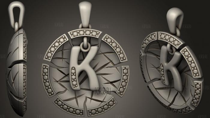 Jewelry Pendant With Letter K 2 stl model for CNC