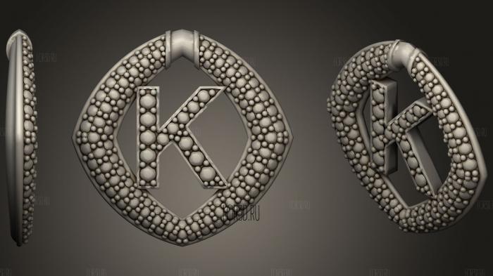 Jewelry Pendant With Letter K 5 stl model for CNC