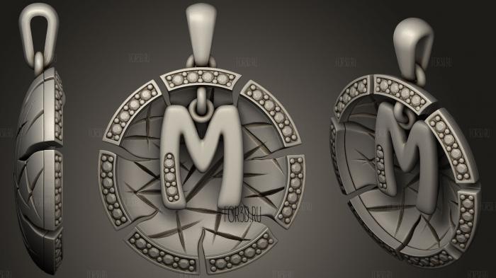 Jewelry Pendant With Letter M stl model for CNC