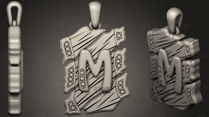 Jewelry Pendant With Letter M 2 stl model for CNC