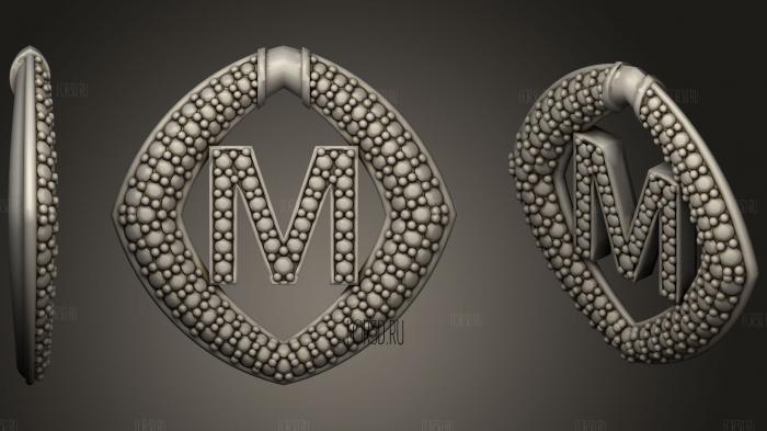Jewelry Pendant With Letter M20 stl model for CNC