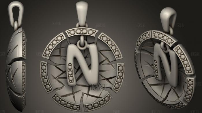Jewelry Pendant With Letter N stl model for CNC