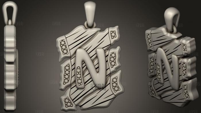 Jewelry Pendant With Letter N 2 stl model for CNC