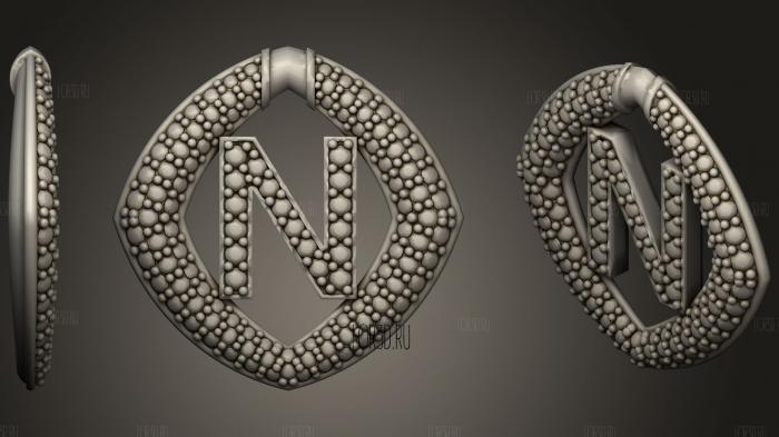 Jewelry Pendant With Letter N21 stl model for CNC