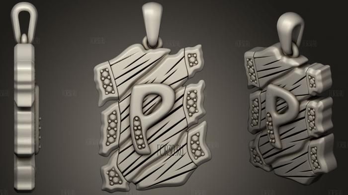 Jewelry Pendant With Letter P 2 stl model for CNC