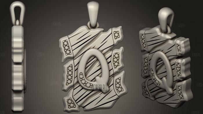 Jewelry Pendant With Letter Q 2 stl model for CNC