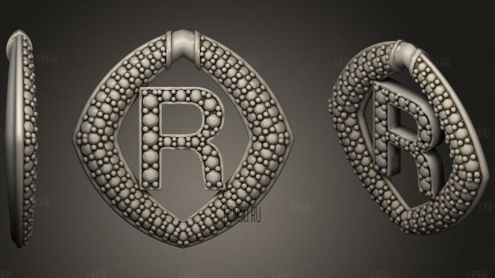 Jewelry Pendant With Letter R stl model for CNC