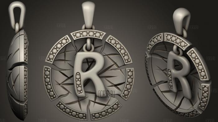 Jewelry Pendant With Letter R 2 stl model for CNC