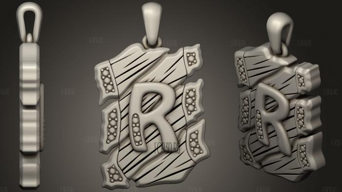 Jewelry Pendant With Letter R 3 3d stl модель для ЧПУ
