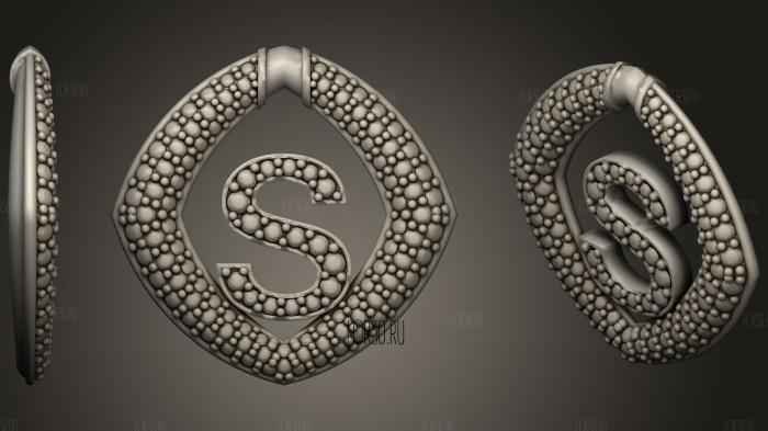 Jewelry Pendant With Letter S stl model for CNC