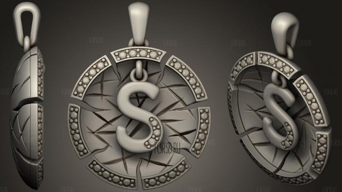 Jewelry Pendant With Letter S 2 stl model for CNC