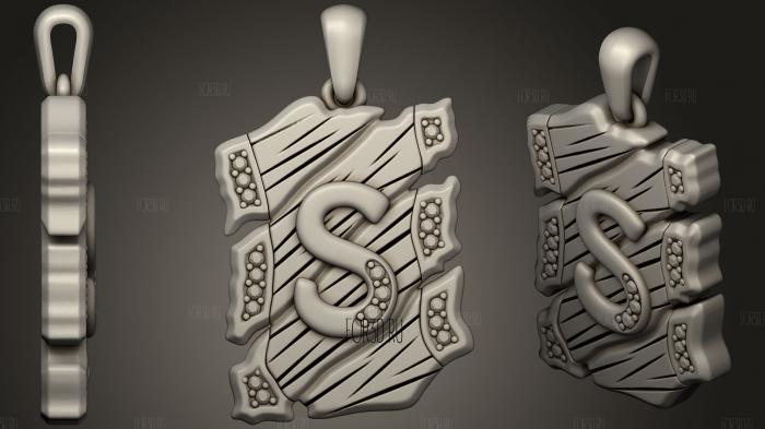 Jewelry Pendant With Letter S 3 stl model for CNC