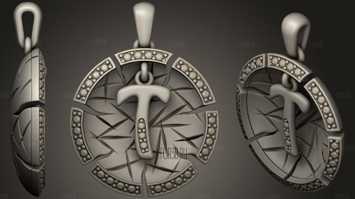 Jewelry Pendant With Letter T 2 stl model for CNC