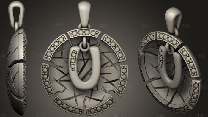 Jewelry Pendant With Letter U 2 stl model for CNC