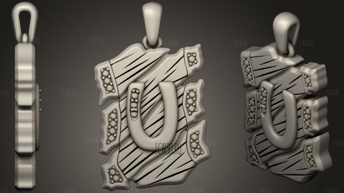 Jewelry Pendant With Letter U 3 stl model for CNC