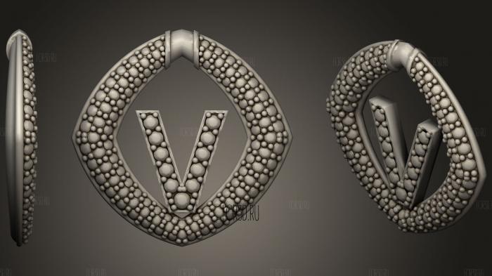 Jewelry Pendant With Letter V stl model for CNC