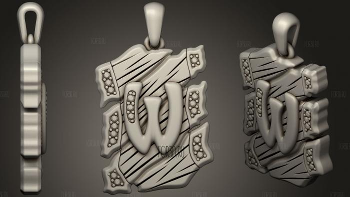 Jewelry Pendant With Letter W 3 stl model for CNC