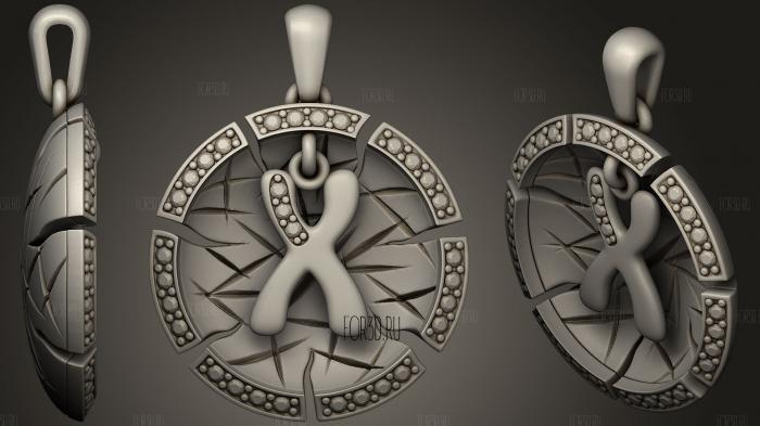 Jewelry Pendant With Letter X stl model for CNC