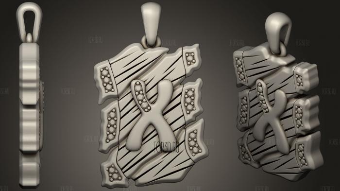 Jewelry Pendant With Letter X 2 stl model for CNC