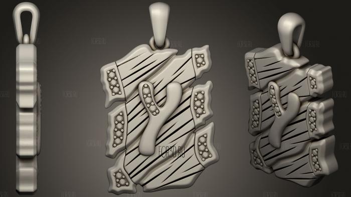 Jewelry Pendant With Letter Y 2 stl model for CNC