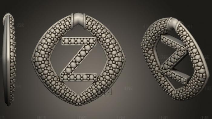 Jewelry Pendant With Letter Z 2 stl model for CNC