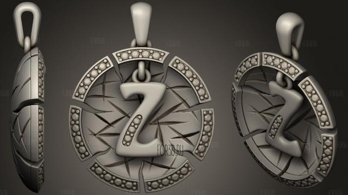 Jewelry Pendant With Letter Z stl model for CNC