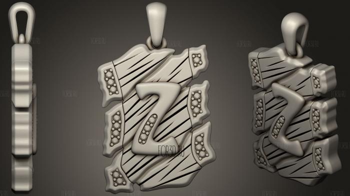 Jewelry Pendant With Letter Z 2 stl model for CNC