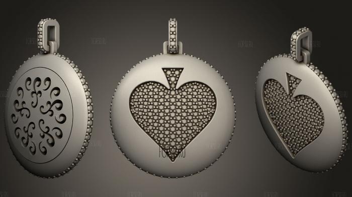 Jewelry Pendant with Playing Cards stl model for CNC